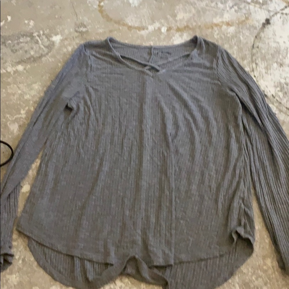grey long sleeve top